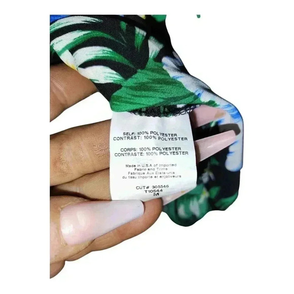 Lush Blouse High Low Top Women's Hawaiian Floral Short Sleeve Scoop Neck Size M - Picture 8 of 9